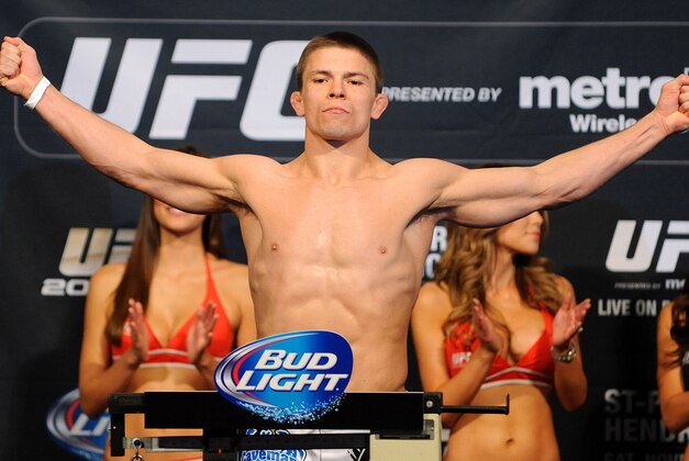 Nov 15, 2013; Las Vegas, NV, USA; UFC fighter Rick Story participates in the official weigh-in of UFC 167 at MGM Grand Garden Arena. Mandatory Credit: Stephen R. Sylvanie-USA TODAY Sports