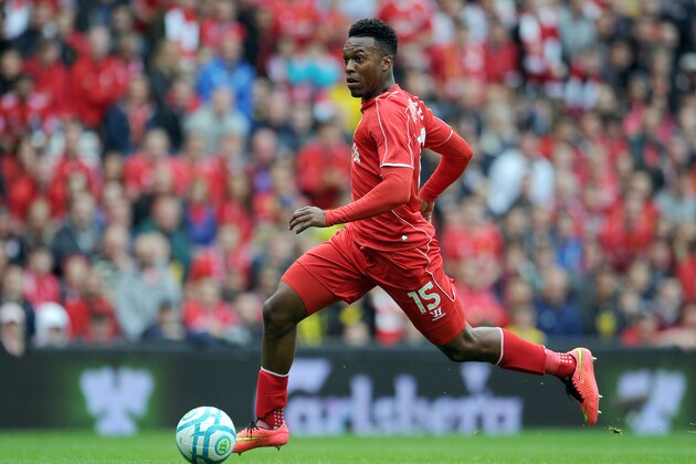 LIVERPOOL, ENGLAND - AUGUST 10:  Daniel Sturridge of Liverpool during the Pre Season Friendly match between Liverpool and Borussia Dortmund at Anfield on August 10, 2014 in Liverpool, England. (Photo by Clint Hughes/Getty Images)
