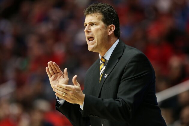 SAN DIEGO, CA - MARCH 23:  Head coach Steve Alford of the UCLA Bruins reacts in the first half against the Stephen F. Austin Lumberjacks during the third round of the 2014 NCAA Men's Basketball Tournament at Viejas Arena on March 23, 2014 in San Diego, California.  (Photo by Jeff Gross/Getty Images)