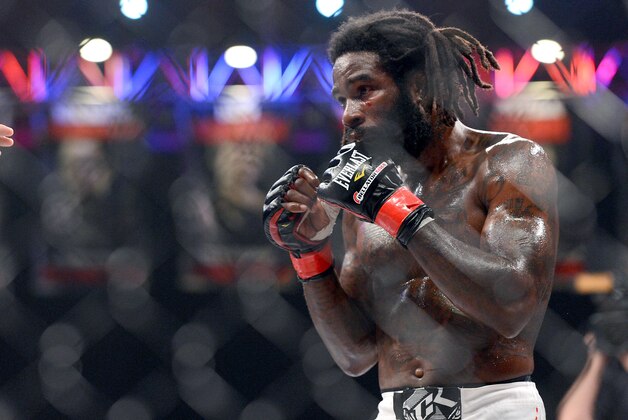Nov 2, 2013; Long Beach, CA, USA;   Daniel Straus battles Pat Curran (not pictured) in their Bellator Featherweight World Championship fight at the Long Beach Arena. Daniel Straus won by decision. Mandatory Credit: Jayne Kamin-Oncea-USA TODAY Sports