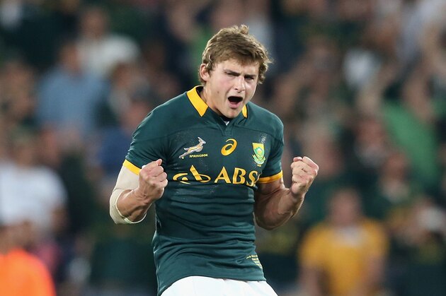 JOHANNESBURG, SOUTH AFRICA - OCTOBER 04:  Patrick Lambie of South Africa celebrates after scoring the match winning penalty during the Rugby Championship match between the South African Springboks and the New Zealand All Blacks at Ellis Park Stadium on October 4, 2014 in Johannesburg, South Africa.  (Photo by David Rogers/Getty Images)