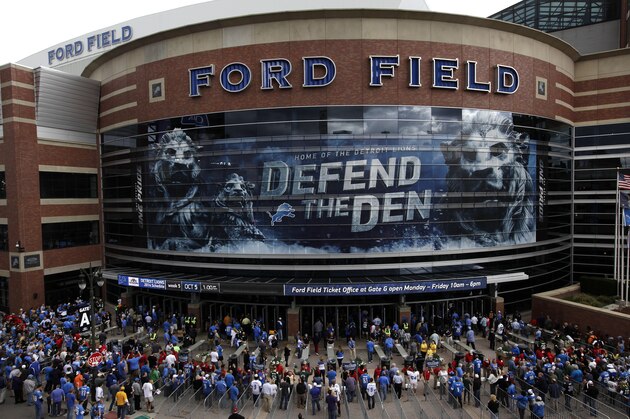 Ford Field is shown before a NFL football game between the Detroit Lions and Green Bay Packers in Detroit, Mich., Tuesday, Sept. 16, 2014. (AP Photo/Paul Sancya)