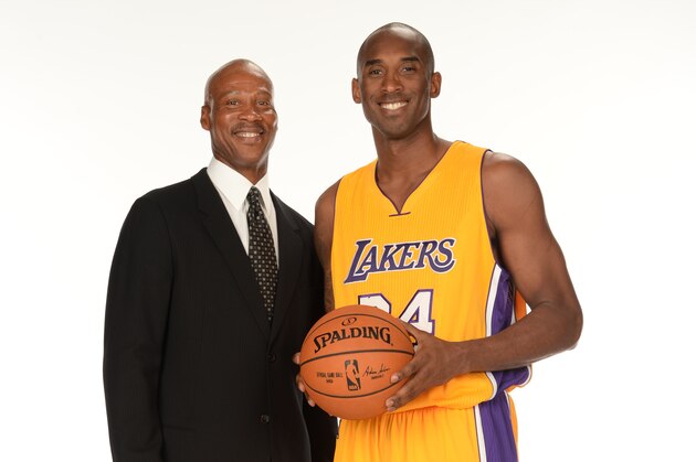 EL SEGUNDO, CA - SEPTEMBER 29: Head Coach Byron Scott and Kobe Bryant #24 of the Los Angeles Lakers pose for a portrait during the Los Angeles Lakers Media Day at the Toyota Sports Center on September 29, 2014 in El Segundo, California. NOTE TO USER: User expressly acknowledges and agrees that, by downloading and/or using this photograph, user is consenting to the terms and conditions of the Getty Images License Agreement.  Mandatory Copyright Notice: Copyright 2014 NBAE (Photo by Andrew D. Bernstein/NBAE via Getty Images)