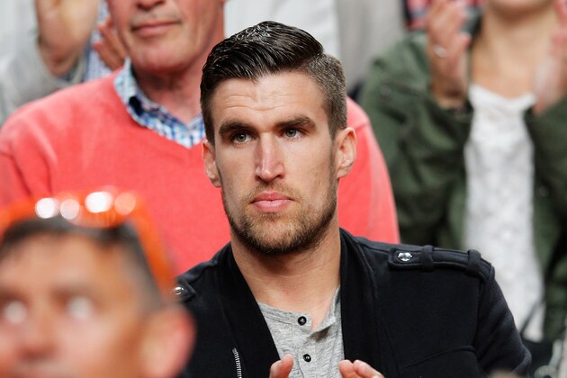 AMSTERDAM, NETHERLANDS - JUNE 04:  Injured Netherlands player, Kevin Strootman watches the action during the International Friendly match between The Netherlands and Wales at Amsterdam Arena on June 4, 2014 in Amsterdam, Netherlands.  (Photo by Dean Mouhtaropoulos/Getty Images)