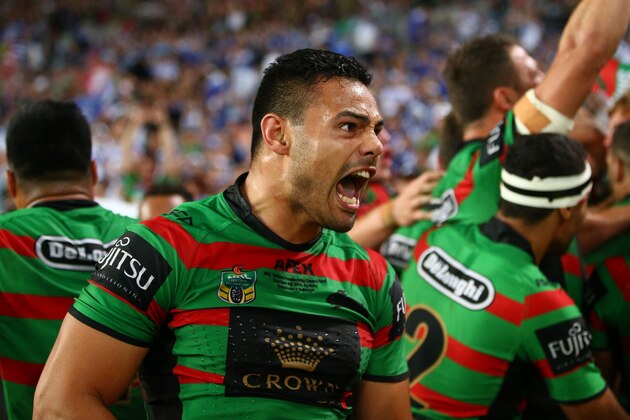 SYDNEY, AUSTRALIA - OCTOBER 05:  Ben Te'o of the Rabbitohs celebrates winning the 2014 NRL Grand Final match between the South Sydney Rabbitohs and the Canterbury Bulldogs at ANZ Stadium on October 5, 2014 in Sydney, Australia.  (Photo by Mark Nolan/Getty Images)