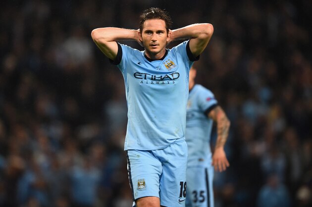 MANCHESTER, ENGLAND - SEPTEMBER 30:  Frank Lampard of Manchester City looks dejected at the end of the UEFA Champions League Group E match between Manchester City FC and AS Roma  on September 30, 2014 in Manchester, United Kingdom.  (Photo by Laurence Griffiths/Getty Images)
