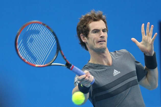 BEIJING, CHINA - OCTOBER 04:  Andy Murray of Great Britain returns a shot during his semifinal match against Novak Djokovic of Serbia during day eight of the China Open at the China National Tennis Center on October 4, 2014 in Beijing, China.  (Photo by Emmanuel Wong/Getty Images)