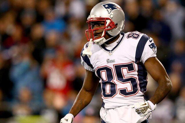 CHARLOTTE, NC - NOVEMBER 18:  Kenbrell Thompkins #85 of the New England Patriots reacts after a catch during their game against the Carolina Panthers at Bank of America Stadium on November 18, 2013 in Charlotte, North Carolina.  (Photo by Streeter Lecka/Getty Images)