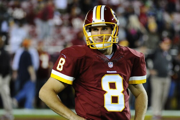 Oct 6, 2014; Landover, MD, USA; Washington Redskins quarterback Kirk Cousins (8) stands on the field prior to the game against the Seattle Seahawks at FedEx Field. Mandatory Credit: Brad Mills-USA TODAY Sports