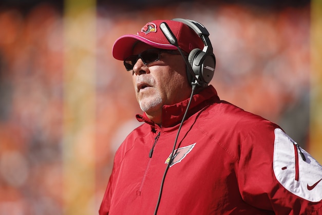 Oct 5, 2014; Denver, CO, USA; Arizona Cardinals head coach Bruce Arians during the first half against the  Denver Broncos  at Sports Authority Field at Mile High. Mandatory Credit: Chris Humphreys-USA TODAY Sports