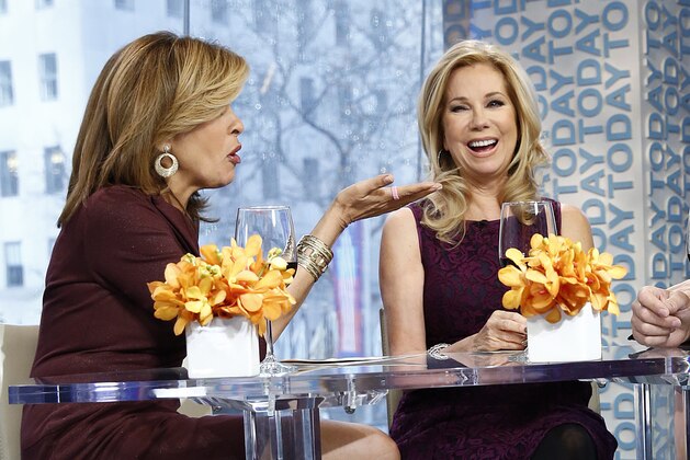 This Jan. 7, 2014 photo released by NBC shows co-hosts Hoda Kotb, left, and Kathie Lee Gifford on the fourth hour of the