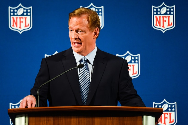 NEW YORK, NY - SEPTEMBER 19:  National Football League commissioner Roger Goodell speaks during a press conference on September 19, 2014 inside the New York Hilton Midtown in New York City. Goodell took the time to address personal conduct issues in the NFL.  (Photo by Alex Goodlett/Getty Images)