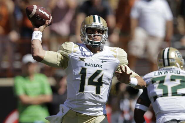 Baylor's Bryce Petty (14) passes against Texas during the first half of an NCAA college football game, Saturday, Oct. 4, 2014, in Austin, Texas. (AP Photo/Eric Gay)
