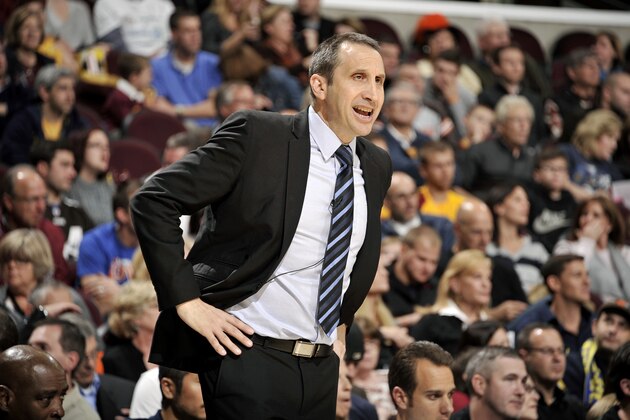 CLEVELAND, OH - OCTOBER 5:  Head coach David Blatt of the Cleveland Cavaliers calls out the play in the game against the Maccabi Tel Aviv at The Quicken Loans Arena on October 16, 2014 in Cleveland, Ohio. NOTE TO USER: User expressly acknowledges and agrees that, by downloading and/or using this Photograph, user is consenting to the terms and conditions of the Getty Images License Agreement. Mandatory Copyright Notice: Copyright 2014 NBAE (Photo by David Liam Kyle/NBAE via Getty Images)