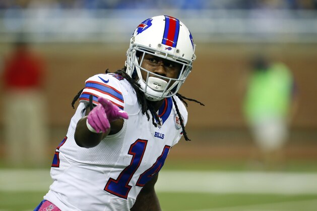 Buffalo Bills wide receiver Sammy Watkins (14) checks with the referee during an NFL game against the Detroit Lions at Ford Field in Detroit on Sunday, Oct. 5, 2014. (Jeff Haynes/AP Images for Panini)
