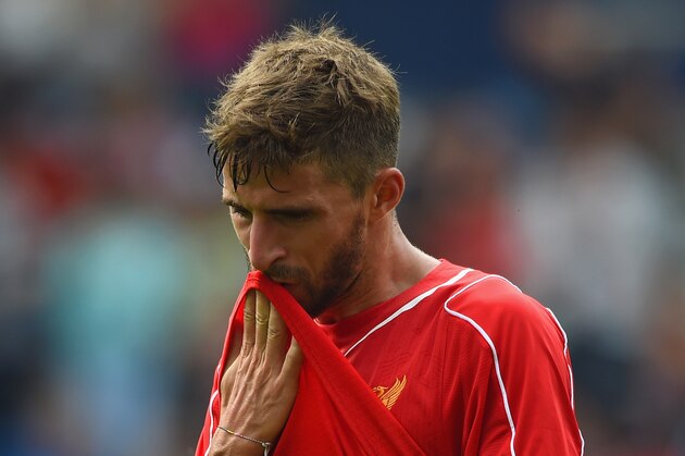 PRESTON, LANCASHIRE - JULY 19: Fabio Borini of Liverpool looks on during the pre season friendly match between Preston North End and Liverpool at Deepdale on July 19, 2014 in Preston, Lancashire.  (Photo by Michael Regan/Getty Images)