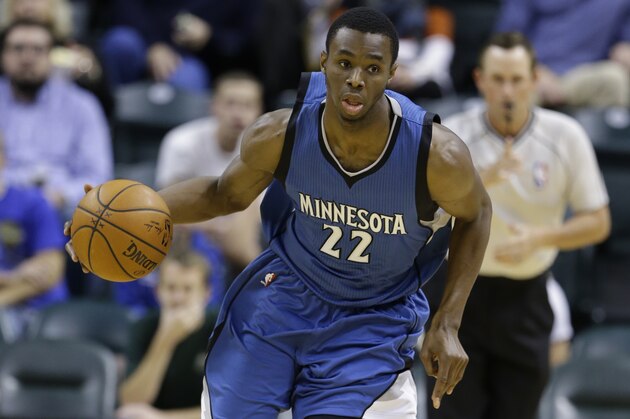 Minnesota Timberwolves guard Andrew Wiggins brings the ball up court against the Indiana Pacers during the first half of a preseason NBA basketball game in Indianapolis, Tuesday, Oct. 7, 2014. (AP Photo/Michael Conroy) Minnesota Timberwolves guard Andrew Wiggins brings the ball up court against the Indiana Pacers during the first half of a preseason NBA basketball game in Indianapolis, Tuesday, Oct. 7, 2014. (AP Photo/Michael Conroy)