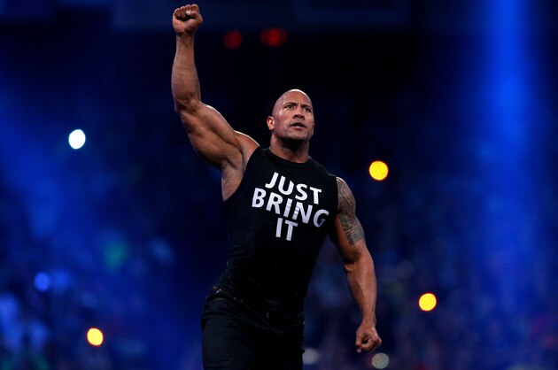 Dwayne Johnson aka The Rock is seen during Wrestlemania XXX at the Mercedes-Benz Super Dome in New Orleans on Sunday, April 6, 2014. (Jonathan Bachman/AP Images for WWE)