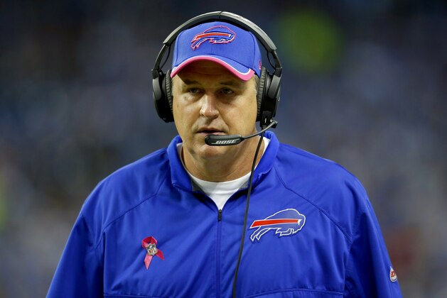 Buffalo Bills head coach Doug Marrone watches his team during an NFL game against the Detroit Lions at Ford Field in Detroit on Sunday, Oct. 5, 2014. (Jeff Haynes/AP Images for Panini)