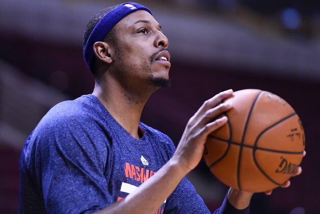 Oct 6, 2014; Chicago, IL, USA; Washington Wizards forward Paul Pierce (34) during practice before the game against the Chicago Bulls at the United Center. Mandatory Credit: Mike DiNovo-USA TODAY Sports