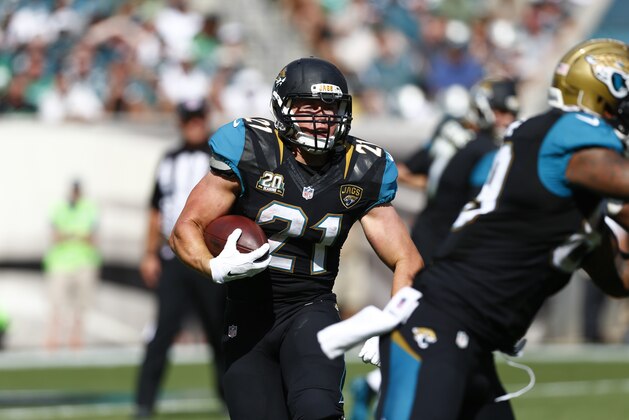 Jacksonville Jaguars' Toby Gerhart is seen during an NFL football game against the Philadelphia Eagles on Sunday, Sept. 7, 2014, in Philadelphia. (AP Photo/Michael Perez)