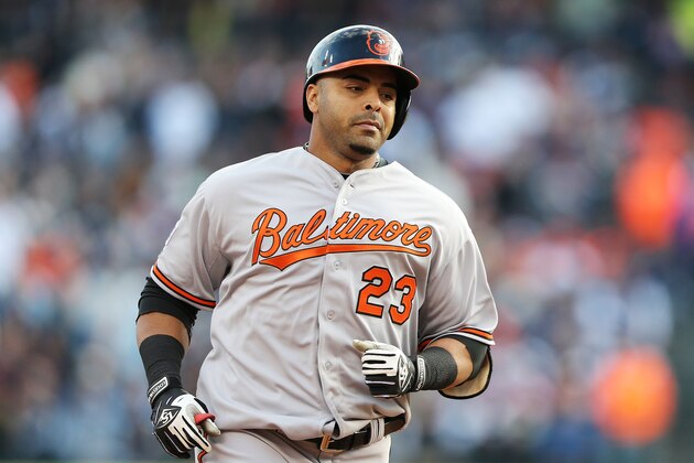 DETROIT, MI - OCTOBER 05:  Nelson Cruz #23 of the Baltimore Orioles rounds the bases after hitting a home run in the sixth inning against the Detroit Tigers during Game Three of the American League Division Series at Comerica Park on October 5, 2014 in Detroit, Michigan.  (Photo by Leon Halip/Getty Images)