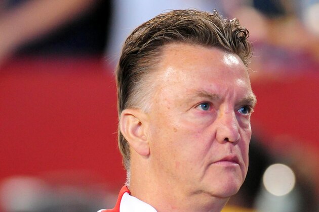 Jul 29, 2014; Landover, MD, USA; Manchester United coach Louis Van Gaal walks off the field after beating Inter Milan 5-3 in penalty kicks at FedEx Field. Mandatory Credit: Evan Habeeb-USA TODAY Sports