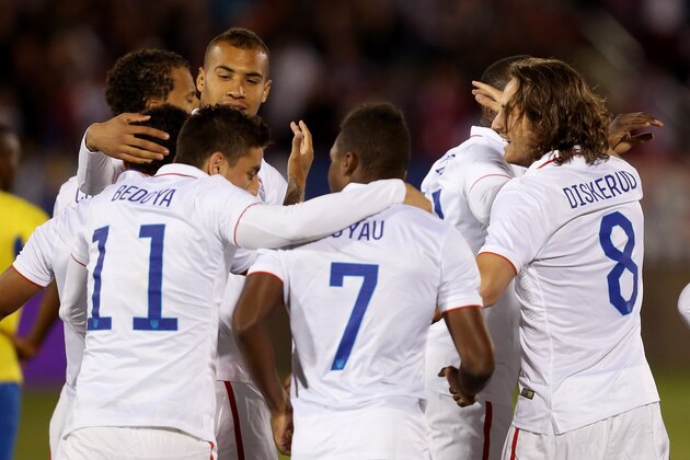 EAST HARTFORD, CT - OCTOBER 10:  Mix Diskerud #10 of the United States celebrates his first half goal against Ecuador during an international friendly at Rentschler Field on October 10, 2014 in East Hartford, Connecticut.  (Photo by Mike Lawrie/Getty Images)