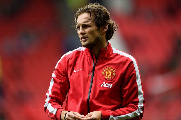 MANCHESTER, ENGLAND - SEPTEMBER 27:  Daley Blind of Manchester United looks on prior to kickoff during the Barclays Premier League match between Manchester United and West Ham United at Old Trafford on September 27, 2014 in Manchester, England.  (Photo by Laurence Griffiths/Getty Images)