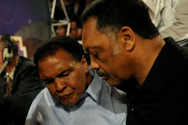 PHOENIX - FEBRUARY 15:  (L-R) Muhammed Ali and Jesse Jackson attend the 58th NBA All-Star Game, part of 2009 NBA All-Star Weekend at US Airways Center on February 15, 2009 in Phoenix, Arizona.  NOTE TO USER: User expressly acknowledges and agrees that, by downloading and or using this photograph, User is consenting to the terms and conditions of the Getty Images License Agreement.  (Photo by Ronald Martinez/Getty Images)
