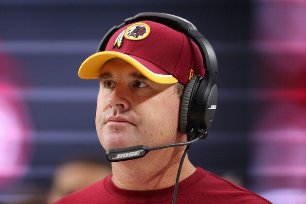 GLENDALE, AZ - OCTOBER 12: Head coach Jay Gruden of the Washington Redskins on the sidelines during the first half of the NFL game against the Arizona Cardinals at the University of Phoenix Stadium on October 12, 2014 in Glendale, Arizona.  (Photo by Christian Petersen/Getty Images)