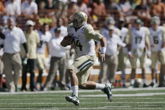 Baylor's Bryce Petty runs against Baylor during the first half an NCAA college football game, Saturday, Oct. 4, 2014, in Austin, Texas. (AP Photo/Eric Gay)