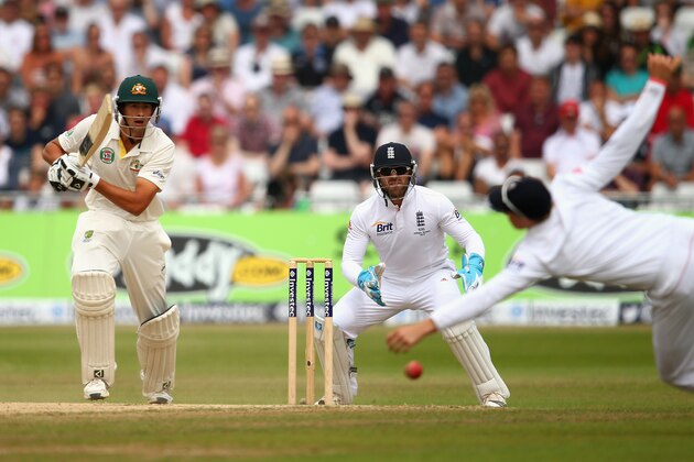 NOTTINGHAM, ENGLAND - JULY 14:  Ashton Agar of Australia bats during day five of the 1st Investec Ashes Test match between England and Australia at Trent Bridge Cricket Ground on July 14, 2013 in Nottingham, England.  (Photo by Ryan Pierse/Getty Images)