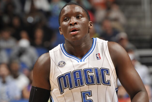 ORLANDO, FL - APRIL 9: Victor Oladipo #5 of the Orlando Magic dribbles up the court against the Brooklyn Nets during the game on April 9, 2014 at Amway Center in Orlando, Florida. NOTE TO USER: User expressly acknowledges and agrees that, by downloading and or using this photograph, User is consenting to the terms and conditions of the Getty Images License Agreement. Mandatory Copyright Notice: Copyright 2014 NBAE  (Photo by Fernando Medina/NBAE via Getty Images)