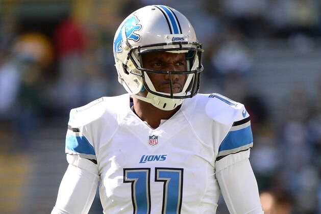 GREEN BAY, WI - OCTOBER 06:  Kevin Ogletree #11 of the Detroit Lions warms up before the game against the Green Bay Packers at Lambeau Field on October 6, 2013 in Green Bay, Wisconsin.  (Photo by Harry How/Getty Images)