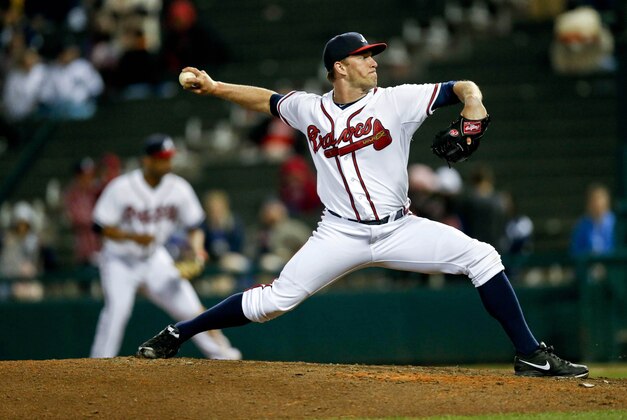 Mar 7, 2013; Lake Buena Vista, FL, USA; Atlanta Braves starting pitcher Aaron Northcraft (64) throws against the Detroit Tigers during the top of the ninth inning of a spring training game at Champion Stadium. Mandatory Credit: Derick E. Hingle-USA TODAY Sports