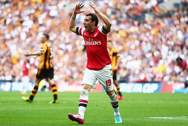 LONDON, ENGLAND - MAY 17:  Santi Cazorla of Arsenal reacts during the FA Cup with Budweiser Final match between Arsenal and Hull City at Wembley Stadium on May 17, 2014 in London, England.  (Photo by Clive Mason/Getty Images)