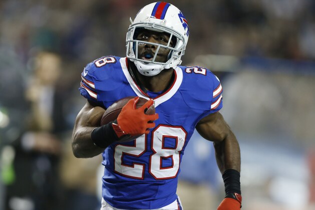 Buffalo Bills running back C.J. Spiller (28) runs for a touchdown against the Atlanta Falcons during the second half of an NFL football game on Sunday, Dec. 1, 2013, in Toronto. (AP Photo/Gary Wiepert)