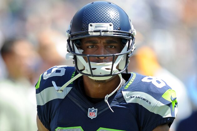 Seattle Seahawks wide receiver (89) Doug Baldwin on the field before a game against the San Diego Chargers played at Qualcomm Stadium in San Diego on Sunday, Sept. 14, 2014. (AP Photo/John Cordes)