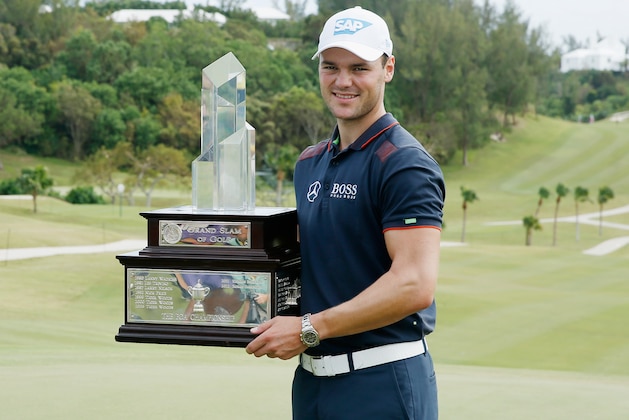 SOUTHAMPTON, BERMUDA - OCTOBER 15:  Martin Kaymer of Germany poses with the trophy after winning the PGA Grand Slam of Golf at Port Royal Golf Course on October 15, 2014 in Southampton, Bermuda.  (Photo by Scott Halleran/Getty Images)