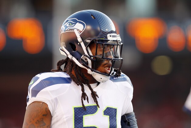 SAN FRANCISCO, CA - OCTOBER 18:  Defensive end Bruce Irvin #51 of the Seattle Seahawks warms up before a game against the San Francisco 49ers on October 18, 2012 at Candlestick Park in San Francisco, California.  The 49ers won 13-6.  (Photo by Brian Bahr/Getty Images)