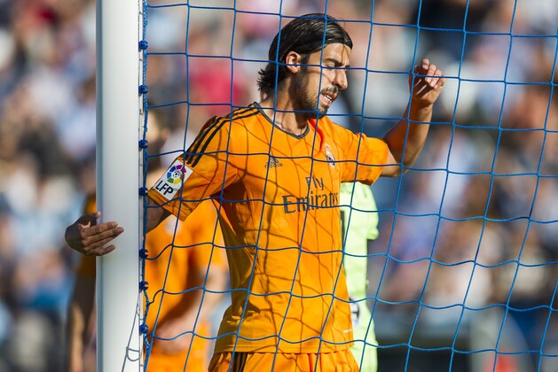 VIGO, SPAIN - MAY 11:  Sami Khedira of Real Madrid CF reacts during the la Liga match between Real Club Celta De Vigo and Real Madrid CF at Estadio Balaidos on May 11, 2014 in Vigo, Spain.  (Photo by Juan Manuel Serrano Arce/Getty Images)