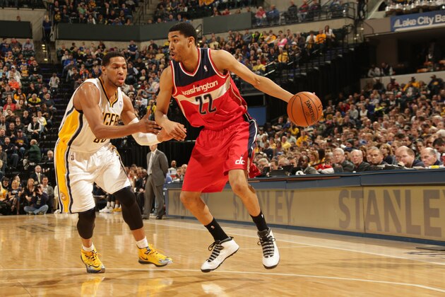 INDIANAPOLIS - JANUARY 10: Otto Porter Jr. #22 of the Washington Wizards drives against the Indiana Pacers at Bankers Life Fieldhouse on January 10, 2014 in Indianapolis, Indiana.  NOTE TO USER: User expressly acknowledges and agrees that, by downloading and or using this Photograph, user is consenting to the terms and condition of the Getty Images License Agreement. Mandatory Copyright Notice: 2014 NBAE  (Photo by Ron Hoskins/NBAE via Getty Images)