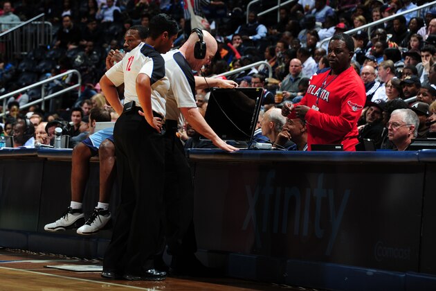 ATLANTA, GA - FEBRUARY 2: Referee Joe Crawford looks at the replay monitor in the game of the Atlanta Hawks against the Memphis Grizzlies on February 2, 2012 at Philips Arena in Atlanta, Georgia. NOTE TO USER: User expressly acknowledges and agrees that, by downloading and/or using this Photograph, user is consenting to the terms and conditions of the Getty Images License Agreement. Mandatory Copyright Notice: Copyright 2012 NBAE (Photo by Scott Cunningham/NBAE via Getty Images) ATLANTA, GA - FEBRUARY 2: Referee Joe Crawford looks at the replay monitor in the game of the Atlanta Hawks against the Memphis Grizzlies on February 2, 2012 at Philips Arena in Atlanta, Georgia. NOTE TO USER: User expressly acknowledges and agrees that, by downloading and/or using this Photograph, user is consenting to the terms and conditions of the Getty Images License Agreement. Mandatory Copyright Notice: Copyright 2012 NBAE (Photo by Scott Cunningham/NBAE via Getty Images)