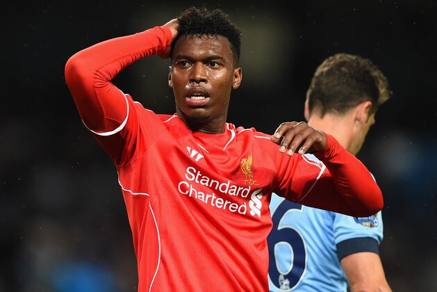 MANCHESTER, ENGLAND - AUGUST 25:  Daniel Sturridge of Liverpool reacts during the Barclays Premier League match between Manchester City and Liverpool at the Etihad Stadium on August 25, 2014 in Manchester, England.  (Photo by Laurence Griffiths/Getty Images)