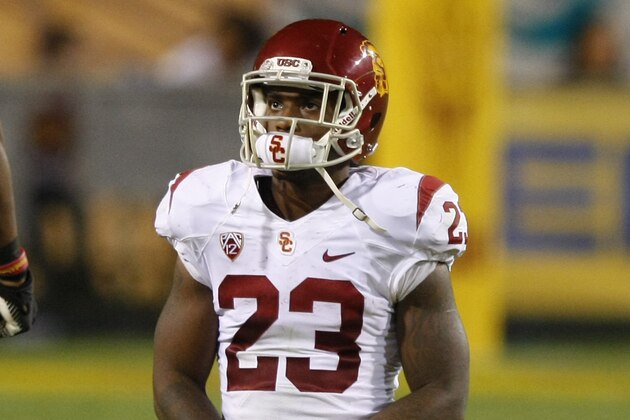 Southern California running back Tre Madden (23) during the second half of an NCAA college football game against Arizona State on Saturday, Sept. 28, 2013, in Tempe, Ariz. (AP Photo/Rick Scuteri)