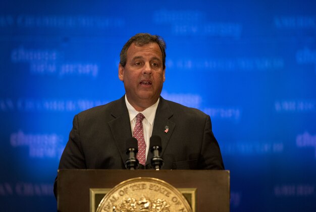 New Jersey Gov. Chris Christie gives the American Chamber in Mexico keynote address, in Mexico City, Wednesday, Sept. 3, 2014. Christie took a spin on the international stage Wednesday, bringing state business to Mexico City and testing his diplomatic savvy as he considers a run for U.S. president in 2016. (AP Photo/Rebecca Blackwell)