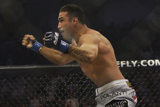 Fabricio Werdum celebrates after beating Fedor Emelianenko in a Strikeforce/M-1 Global mixed martial arts match in San Jose, Calif., Saturday, June 26, 2010. Werdum won by submission in the first round. (AP Photo/Jeff Chiu)