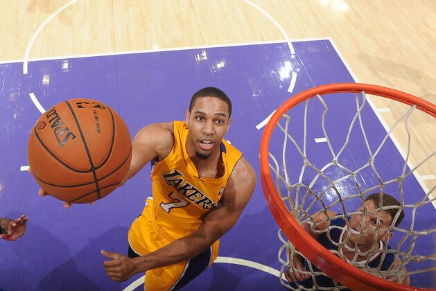 LOS ANGELES, CA - MARCH 6: Xavier Henry #7 of the Los Angeles Lakers goes up for a shot against the Los Angeles Clippers at Staples Center on March 6, 2014 in Los Angeles, California. NOTE TO USER: User expressly acknowledges and agrees that, by downloading and/or using this Photograph, user is consenting to the terms and conditions of the Getty Images License Agreement. Mandatory Copyright Notice: Copyright 2014 NBAE (Photo by Andrew D. Bernstein/NBAE via Getty Images)