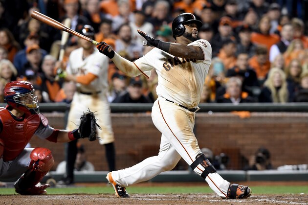 SAN FRANCISCO, CA - OCTOBER 16: Pablo Sandoval #48 of the San Francisco Giants singles in the ninth inning while taking on the St. Louis Cardinals during Game Five of the National League Championship Series at AT&T Park on October 16, 2014 in San Francisco, California. (Photo by Thearon W. Henderson/Getty Images) SAN FRANCISCO, CA - OCTOBER 16: Pablo Sandoval #48 of the San Francisco Giants singles in the ninth inning while taking on the St. Louis Cardinals during Game Five of the National League Championship Series at AT&T Park on October 16, 2014 in San Francisco, California. (Photo by Thearon W. Henderson/Getty Images)
